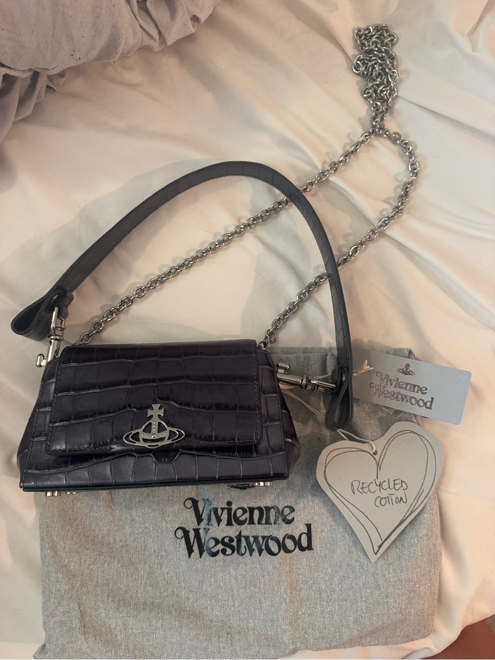 Vivienne Westwood Black Croc-Embossed Handbag - Picture 3 of 10